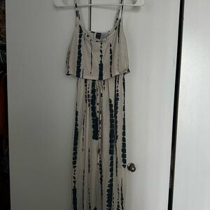 SHEIN Cream and Black Tie-Dye Maxi Dress